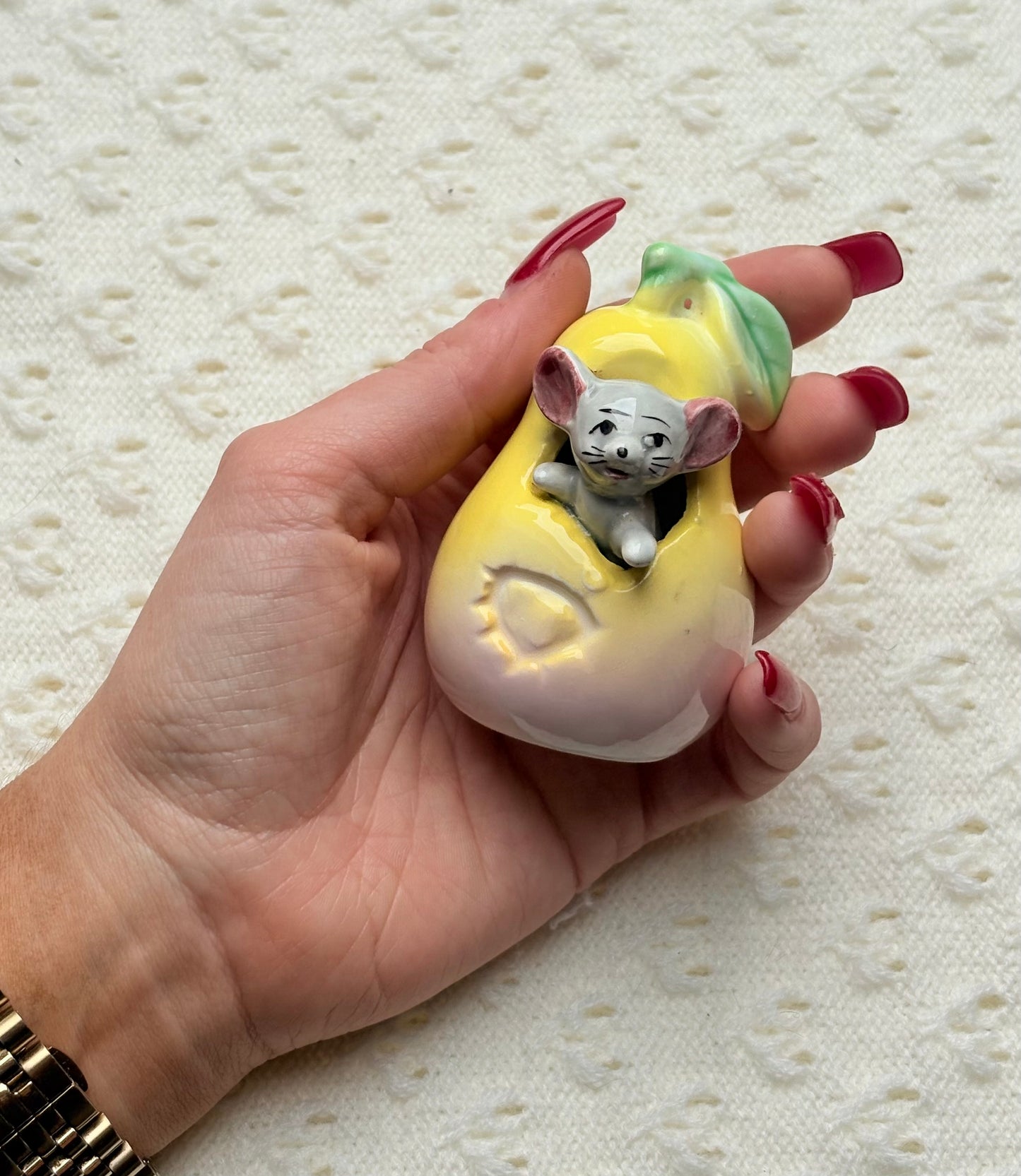 Vintage Mouse in Pear Toothpick Holder