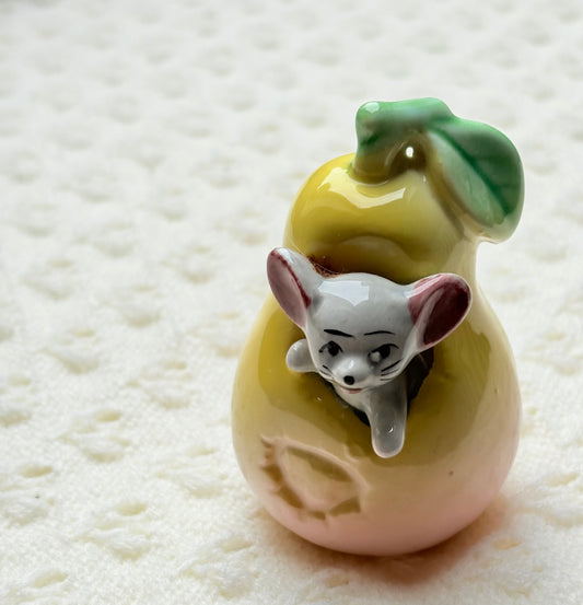 Vintage Mouse in Pear Toothpick Holder
