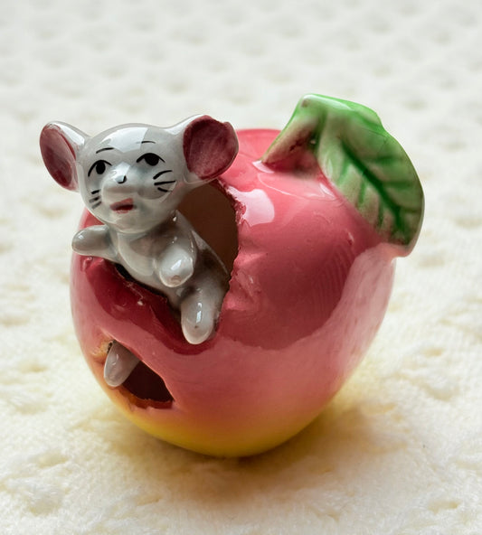 Kitsch Mouse in Apple Toothpick Holder